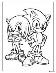Knuckles and Sonic Coloring Page Standing Back to Back
