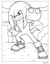 Knuckles in Action Scene Coloring Page