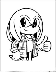 Knuckles in Jacket Giving Thumbs Up Coloring Sheet