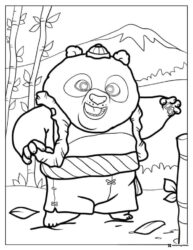 Kung Fu Panda Po in bamboo forest coloring page