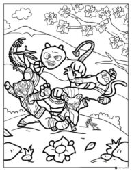 Kung Fu Panda characters in action Coloring Page