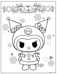Kuromi Christmas Snowflakes Coloring Sheet