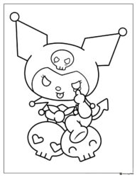 Kuromi Coloring Page with Multiple Skulls and Tears