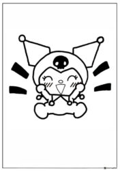 Kuromi Coloring Sheet Excited with Sparkles