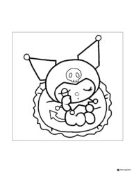 Kuromi Coloring Sheet Sleeping on a Ruffled Pillow