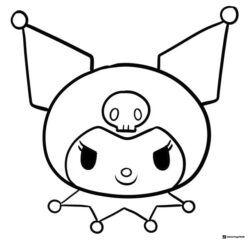 Kuromi Face Headshot Coloring Page