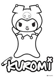 Kuromi Figure with Name Coloring Sheet