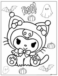 Kuromi Halloween Themed Coloring Page