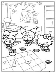 Kuromi My Melody Hello Kitty Board Game Coloring