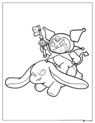 Kuromi Riding on Baku Coloring Page