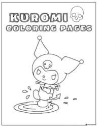 Kuromi Splashing in Puddle Coloring Page