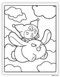 Kuromi and Baku in Clouds Coloring Page