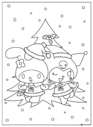 Kuromi and My Melody Christmas coloring page