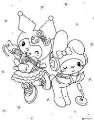 Kuromi and My Melody Music Performance Coloring Sheet