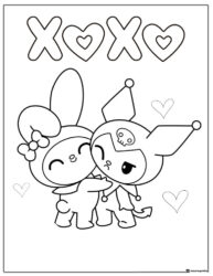 Kuromi and My Melody XOXO Hearts Coloring