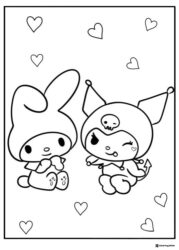 Kuromi and My Melody with Hearts Coloring