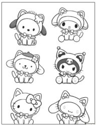 Kuromi and Sanrio Characters in Costumes Coloring Sheet