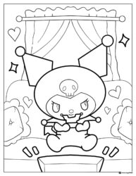 Kuromi playing video games coloring page