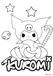 Kuromi with Candy Cane and Swirl Lollipop Coloring