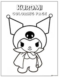 Kuromi with Cape and Skull Coloring Page
