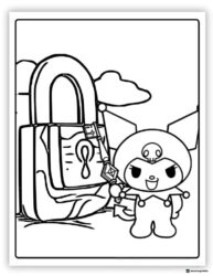 Kuromi with Key and Large Padlock Coloring Sheet