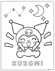Kuromi with Stars and Moon Coloring Page