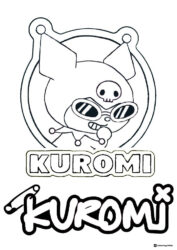 Kuromi with Sunglasses and Text Coloring Page
