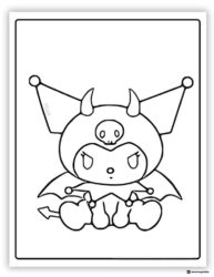 Kuromi with demon horns and wings coloring page
