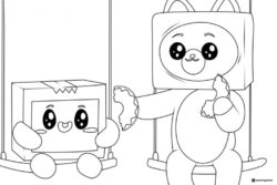 LankyBox Boxy and Foxy on Swings Coloring Page