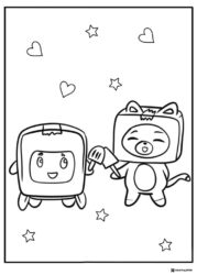 LankyBox Boxy and Foxy with Popsicle Coloring Page