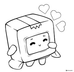LankyBox Boxy with Hearts Coloring Page