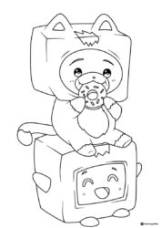 LankyBox Foxy and Boxy with Donut Coloring Page