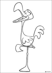Laughing flamingo standing on one leg coloring page