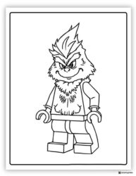 Lego Grinch smiling sinisterly coloring page
