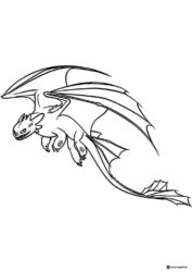 Light Fury dragon flying coloring page
