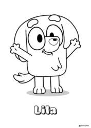 Lila Coloring Sheet with Open Arms and Happy Smile
