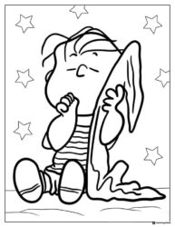 Linus with his security blanket and stars Coloring Page