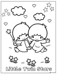 Little Twin Stars Holding Hands Coloring Page
