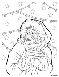 Live action Grinch with lights background coloring sheet