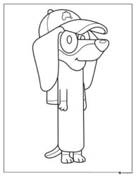 Long Eared Dog Coloring Page with Cap and Glasses