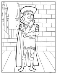 Lord Farquaad Coloring Page in Front of a Castle