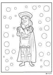 Lord Farquaad Coloring Page with Ornate Background Circles