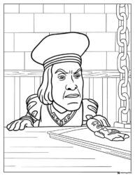 Lord Farquaad Interrogating Gingy Coloring Page
