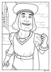 Lord Farquaad Smiling by His Castle Coloring Page