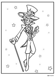 Lucifer Hazbin Hotel Coloring Sheet with cane