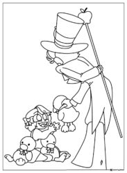 Lucifer with Charlie and Ducklings Coloring Page