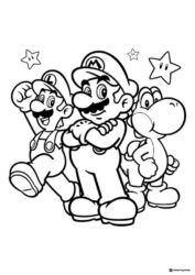 Luigi Mario and Yoshi Coloring Sheet