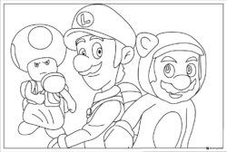 Luigi Tanooki Mario Toad Coloring Sheet