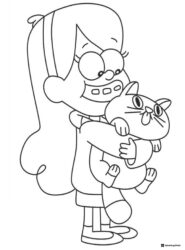 Mabel Pines Coloring Page Holding Cat