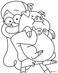 Mabel Pines Coloring Page Hugging Waddles